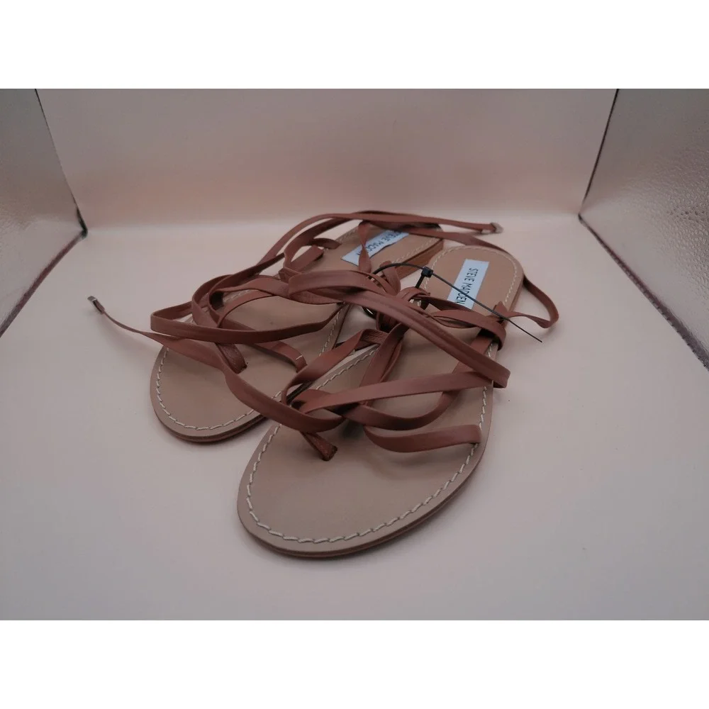 Steve Madden Keyes Tan Leather Gladiator Sandals Lace Up Made in Italy 8.5